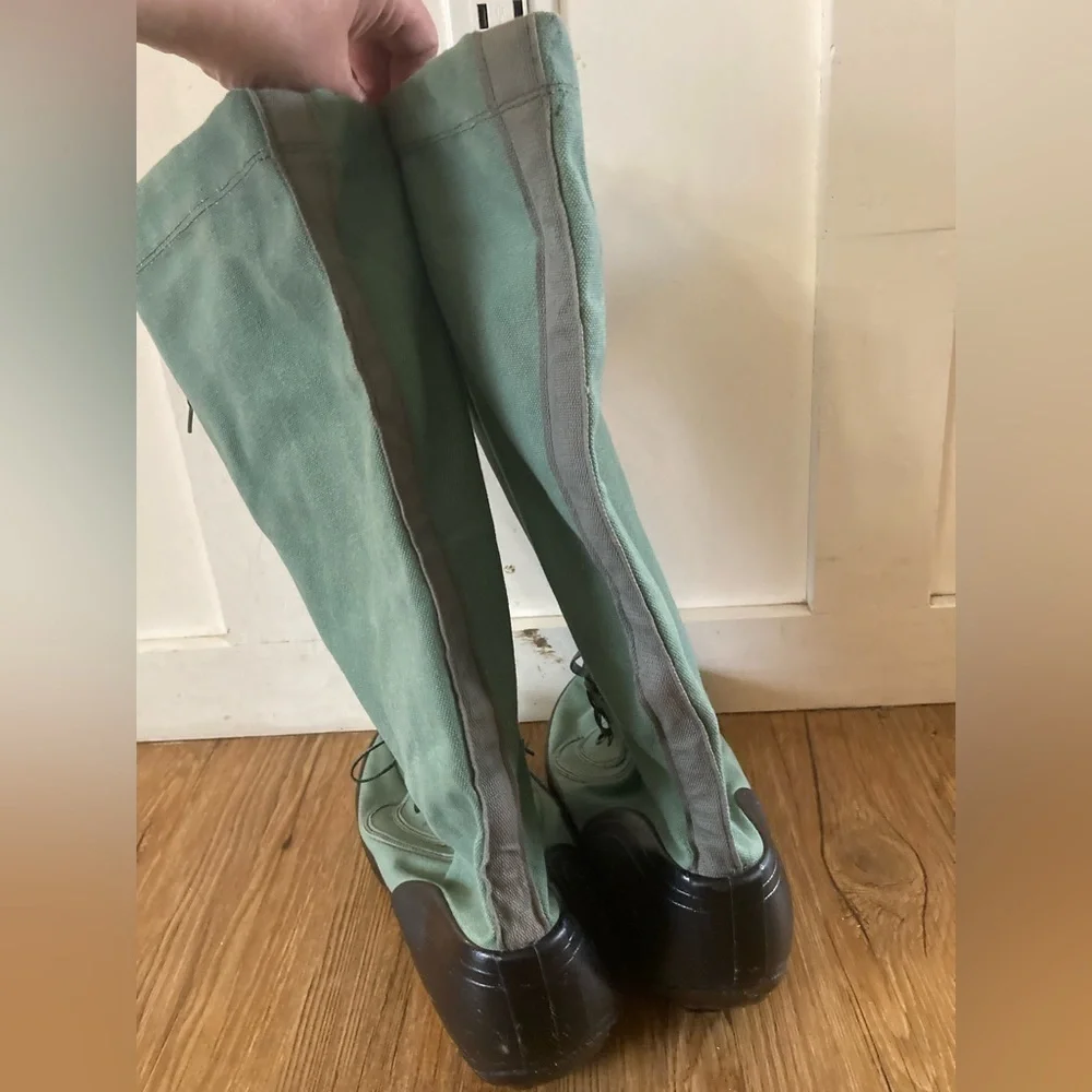 Wellco green knee high canvas rubber boots M extreme cold weather made in USA